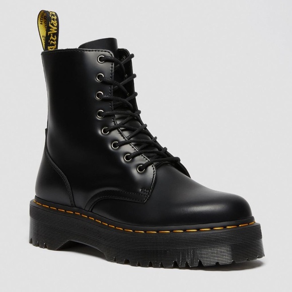 DR. MARTENS Jadon NEW Lace Up Platform Boots Size 10 Black Smooth Leather